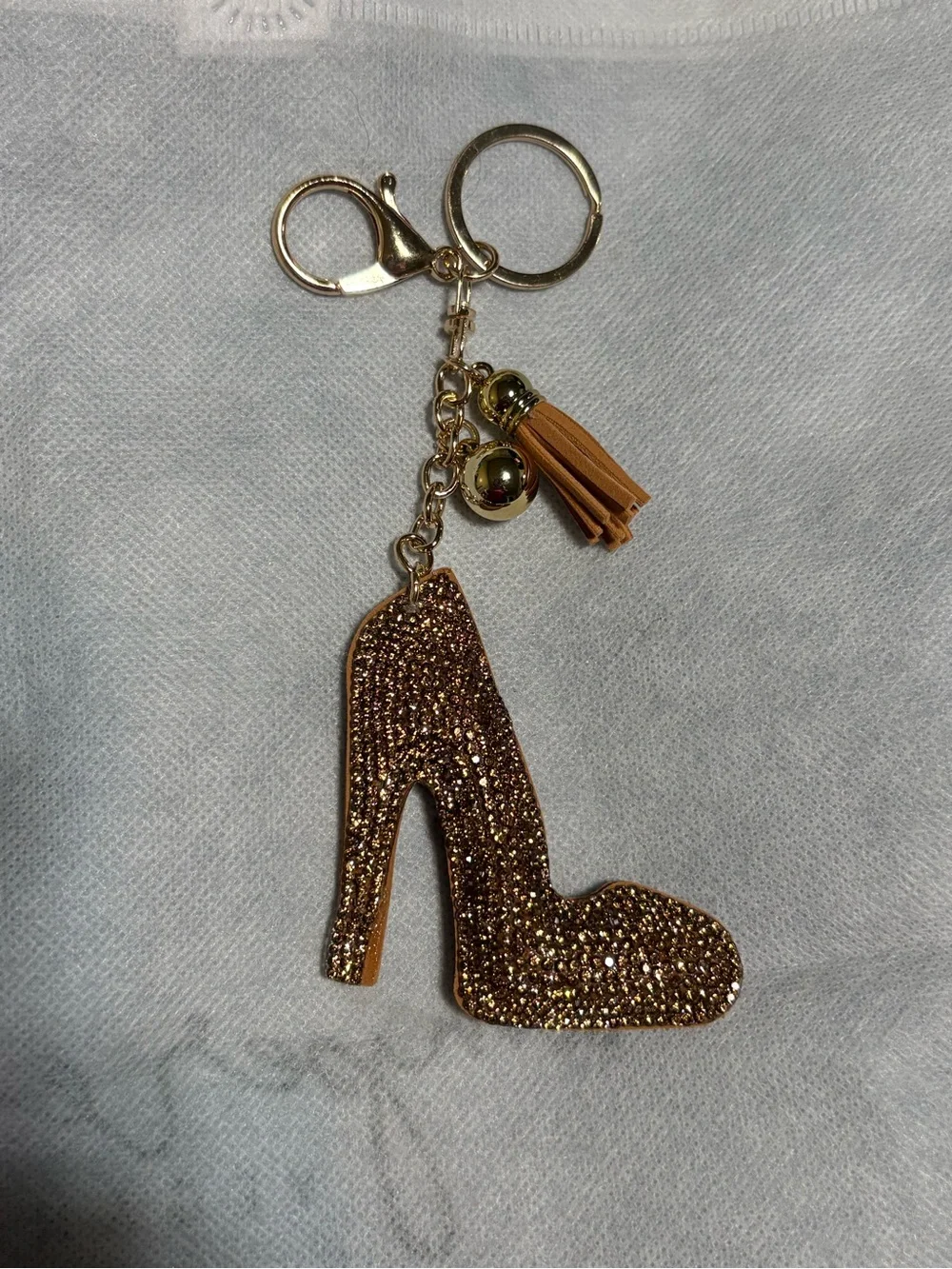 Gold Glitter Bag /Keychain Charm High Heel Tassel